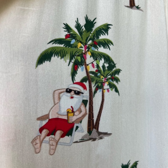 Christmas Holiday Shirt Beach Flamingos Mens MEDIUM Denim & Flower Ricky Singh - Picture 3 of 14